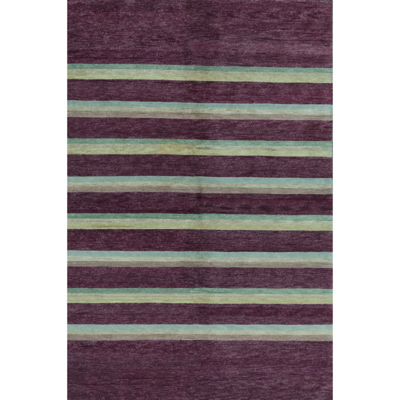 Himalayan Wool Striped Area Rug in Mulberry/Yellow, Rectangle 9'5" x 12'3"