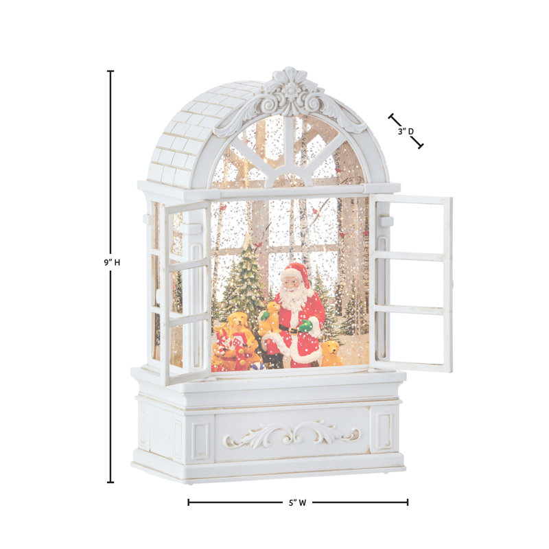 9" LED Santa and Tree Arch Window Globe with Glitter