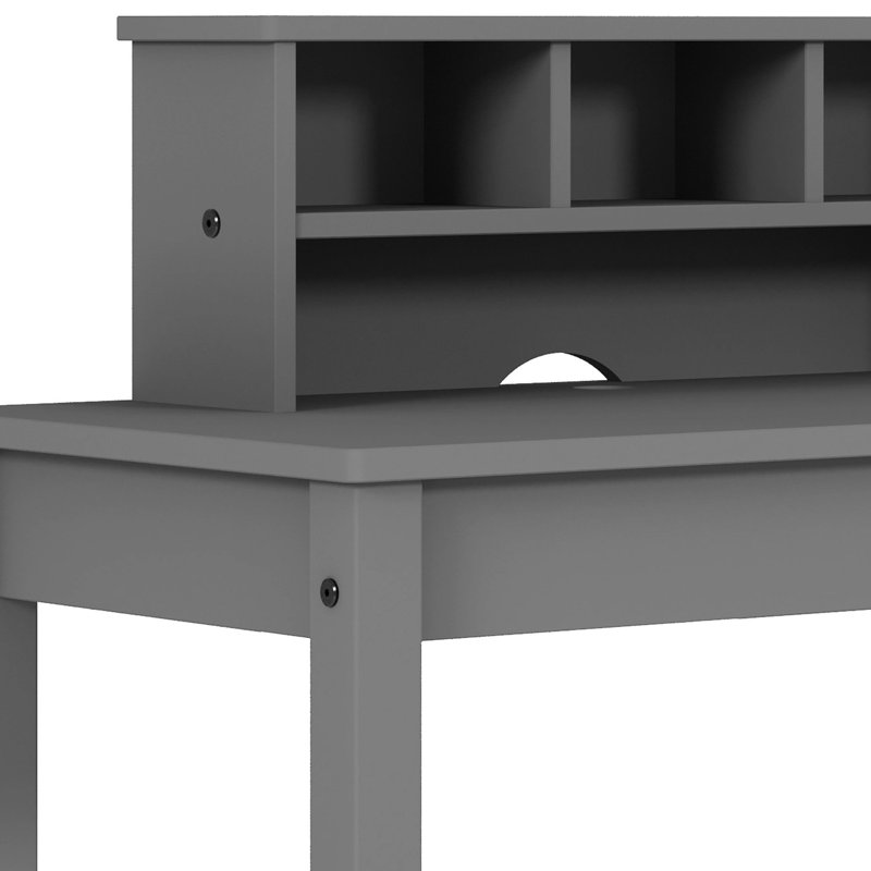 Bureau d'écriture gris avec rangement spacieux - 37 po de hauteur x 35 po de largeur et 17 po de profondeur, bois et synthétique, espace de travail bien rangé fonctionnel 35 po x 17 po x 37 po, bois synthétique