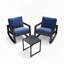 Ensemble bistro en aluminium d'extérieur avec chaises berçantes surdimensionnées de 38 pouces de largeur et coussins bleus