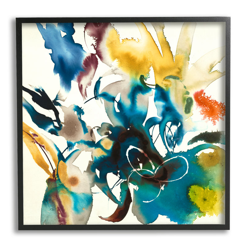 «Abstract Botanical Splash» par Liz Jardine, Giclée encadrée noir minuit, H 24 po x l 24 po x P 1,5 po