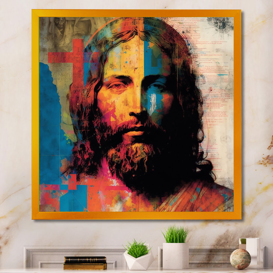 Pop Art Jesus Portrait III - Religious Portrait Wall Art Lark Manor™ 