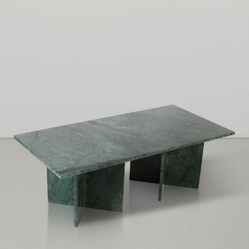 Verona Cross Legs Coffee Table, Green Marble