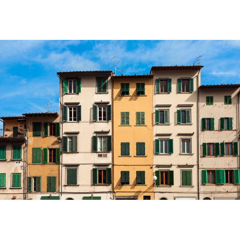 Italian Townhouses - Picture Frame Photograph on Paper , 22.5" H x 31.5" W, Natural Framed