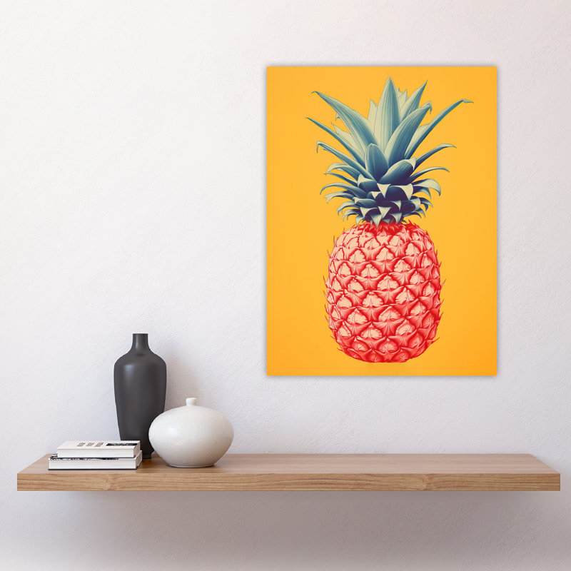 Wall Art Print Pineapple Bold Vibrant Rich Screen Artwork Spot Block Colour Retro Riso Kitchen Interior Design Poster