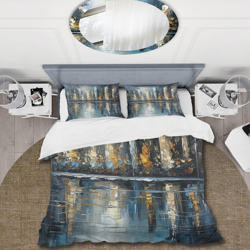 Ensemble de housse de couette en microfibre / polyester Abstract City Skyline