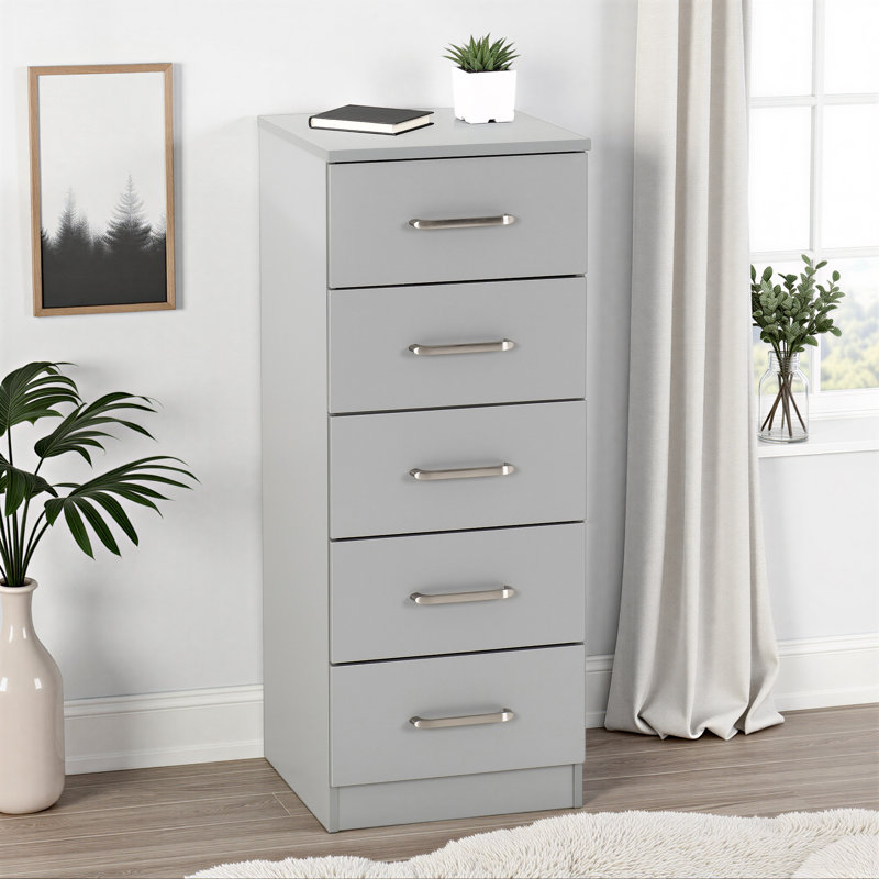Sumrah 35 cm W Chest of 5 Drawers, Light grey