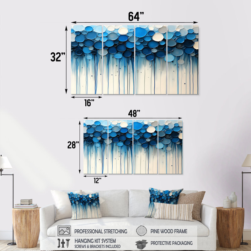 «Rhythic Driauge Drip Paint River III» - art mural moderne pour salon, H 28 po x l 48 po, 4