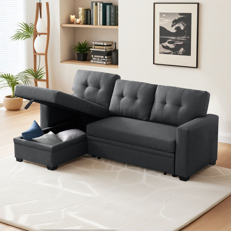 Ebern Designs Sleeper Sofa Couch with Pull Out Bed, Sectional with ...