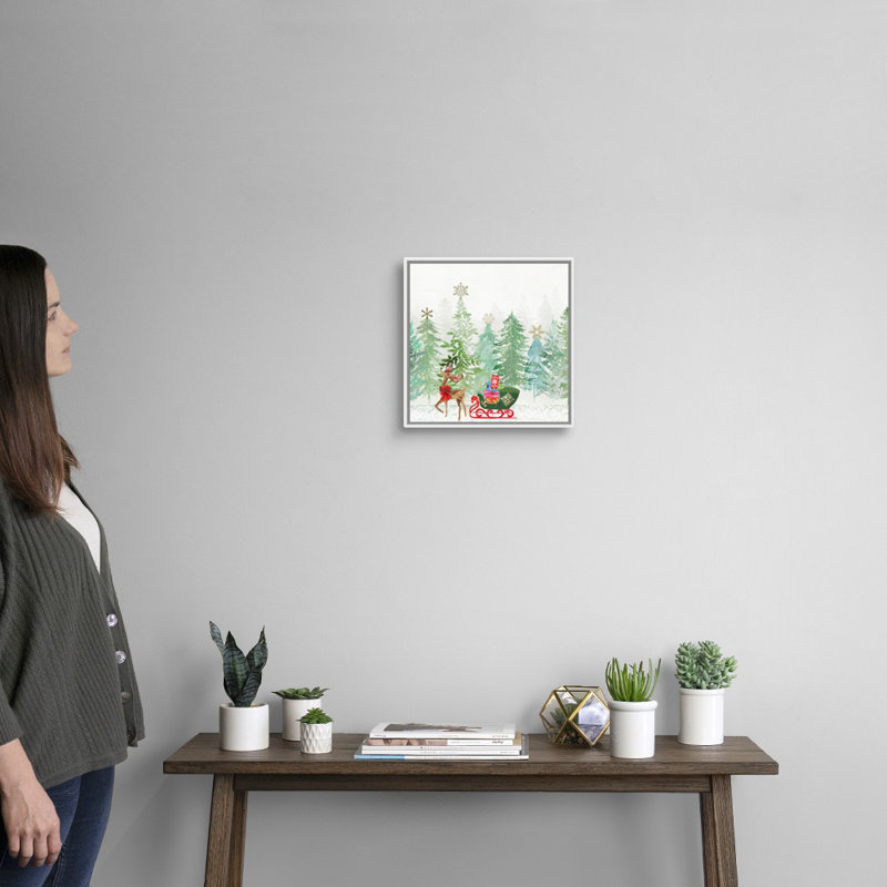 Holiday Greetings - reproduction d'art sur toile, Cadre blanc, H 14 po x l 14 po x P 1,75 po