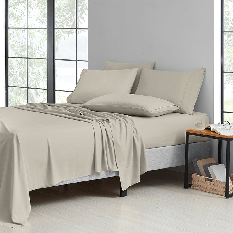 Ensemble de draps de luxe en rayonne de bambou à densité de tissage 2000, 6 pièces, refroidissement, poche profonde de 16 pouces