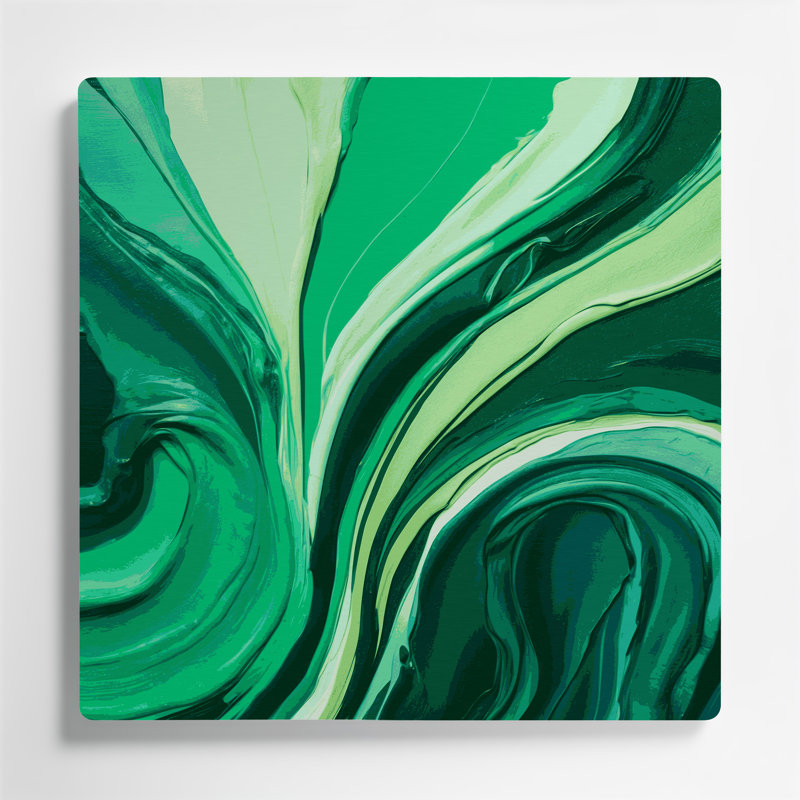 Art mural abstrait en métal vert 85, H 12 po x l 12 po