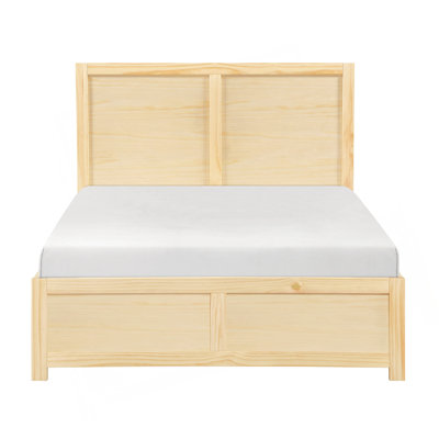 Contemporary Full Size Platform Bed Sleek Design Natural Pine Finish Wooden Bedroom Furniture 1Pc