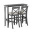 Wood and MDF Farmhouse Dining Set in Grey-Toned Finish with 2 Stools, Space-Saving Breakfast Nook for Small Kitchens