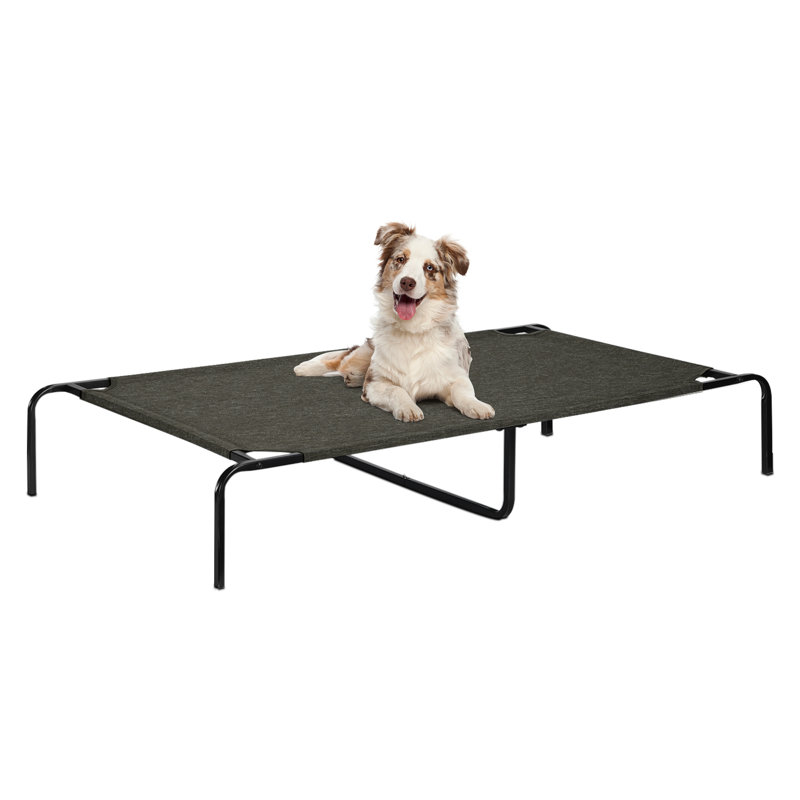 Lit de camp avec tablette centrale Betsab, Grand (l 111 po x P 62 po x H 7,5 po), Gris