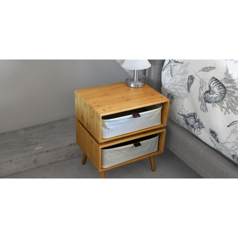 Knott 45cm W Solid Wood Bedside Table