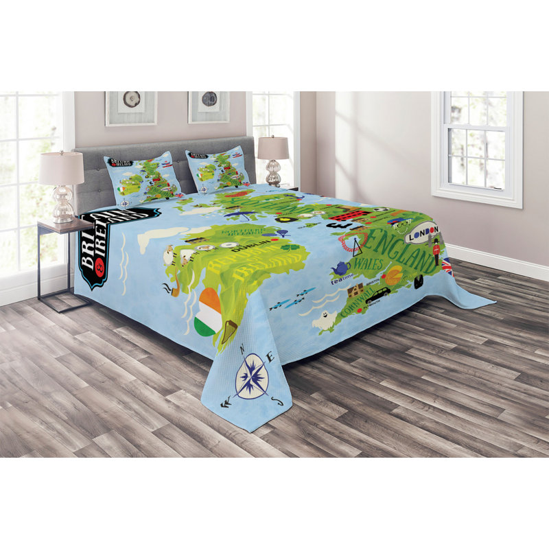 Wanderlust Coverlet, King Bedspread + 2 Shams