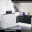Bureau de réception en marbre avec plateau pour clavier d'ordinateur, tiroir verrouillable, trou de gestion des câbles et rangement pour bureau, restaurant, hôtel, commerce de détail.-1389605323-1388774973