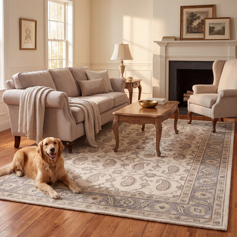 Tapis Limewater traditionnel à motif floral intégral or gris beige antidérapant à poils courts pour l'intérieur et l'extérieur, adapté aux animaux domestiques, idéal pour salon, chambre, salle à manger, entrée, couloir, bureau, ivoire taupe, cuisine, zones de passage intense, facile à nettoyer, imprimé, ultra doux, bord ourlé, lavable