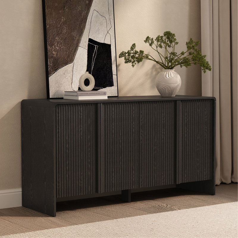 Buffet noir, 32.1" H x 60" W x 20" D