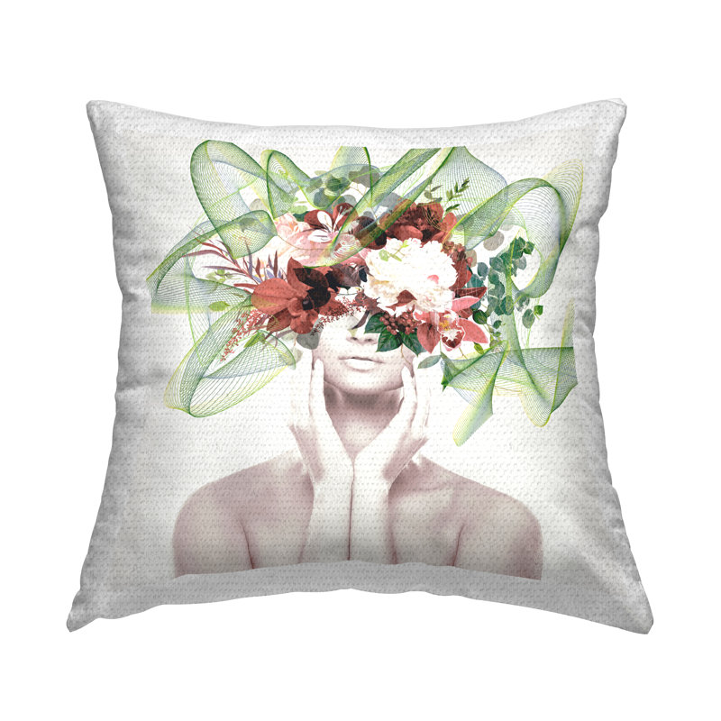 Coussin d'extérieur à imprimé floral vert par Irena Orlov