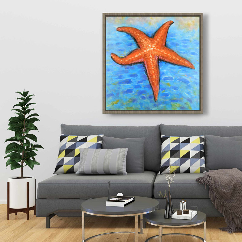 Étoile de mer dans la mer - Art sur toile marine, H 37,25 po x l 37,25 po
