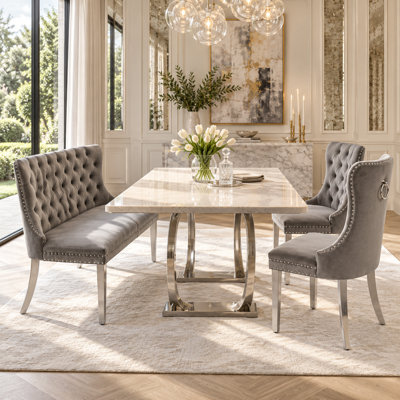 Ensemble de coin repas 3 pièces avec banc capitonné et chaises de salle à manger rembourrées