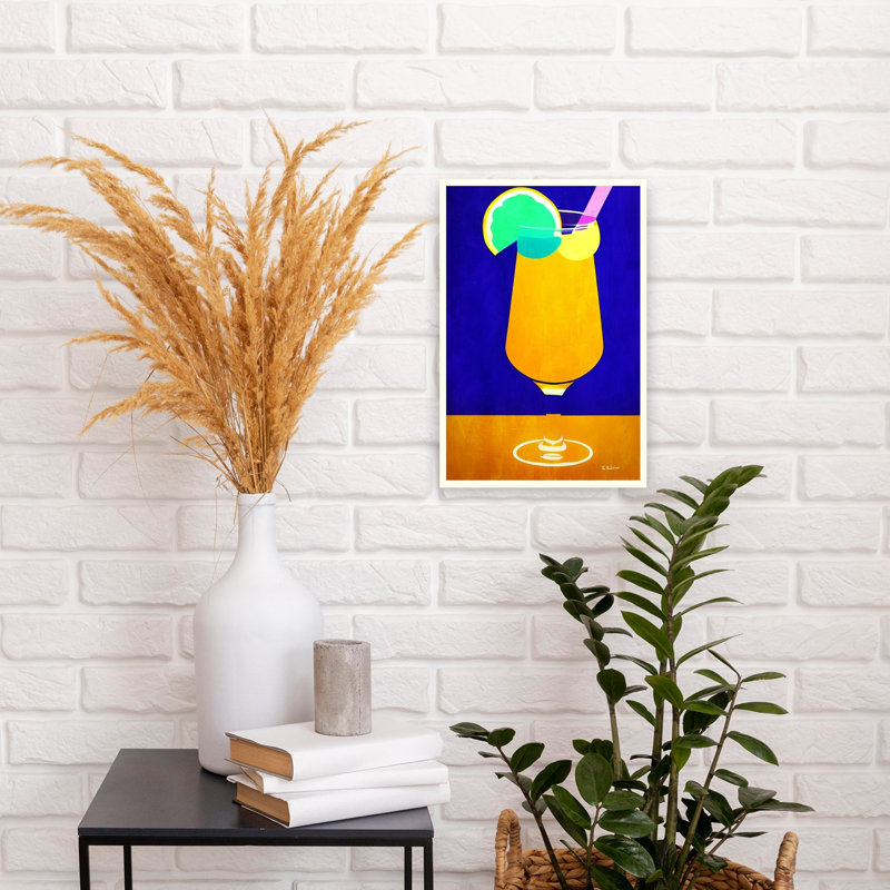 «Vibrant Summer Cocktail», art mural coloré contemporain, H 18 po x l 12 po