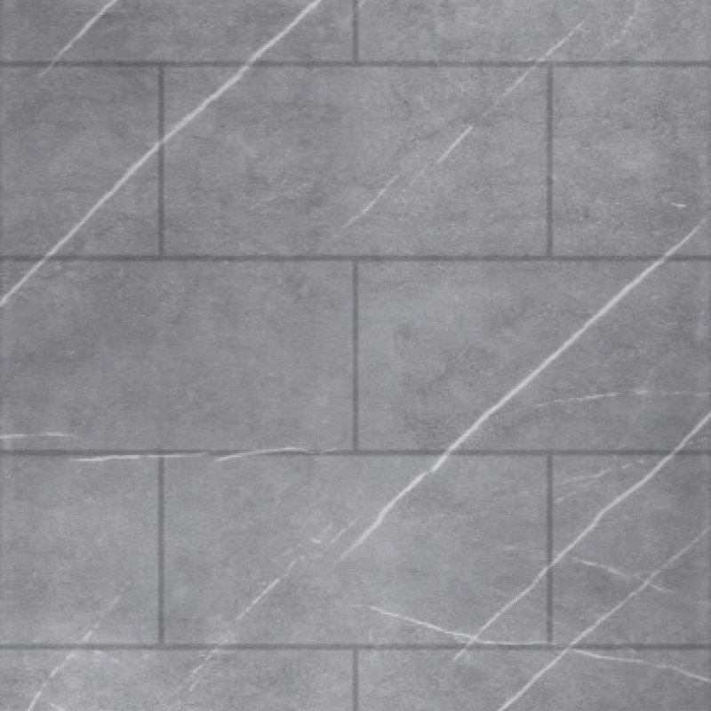 Tranoslid Prodigy Plus 60-in x 36-in x 72/24-in Shower Wall Kit, Ashy Grey (8-in x 16-in Horizontal Tile Pattern with Stone Color)