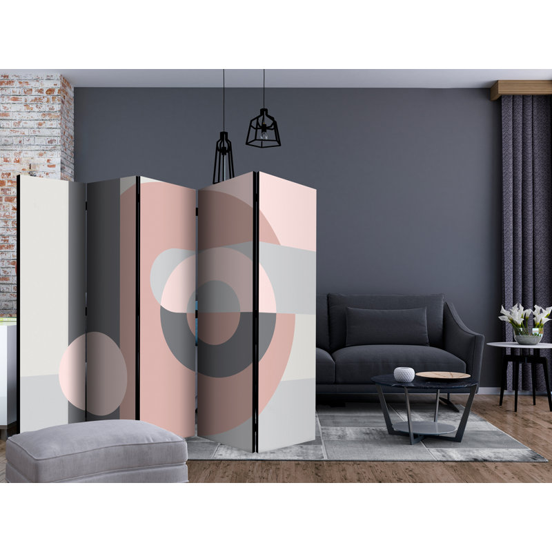 Mollie 225cm W x 172cm H 5 - Panel Solid Wood Folding Room Divider