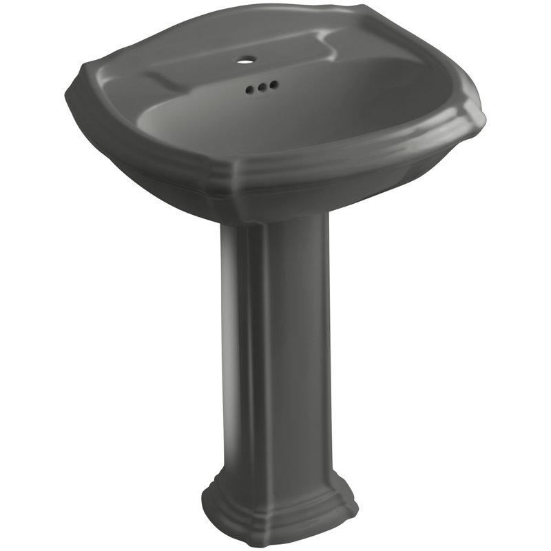 lavabo de salle de bain avec trop-plein 27" en céramique Portrait®, Gris tonnerre, Trou simple