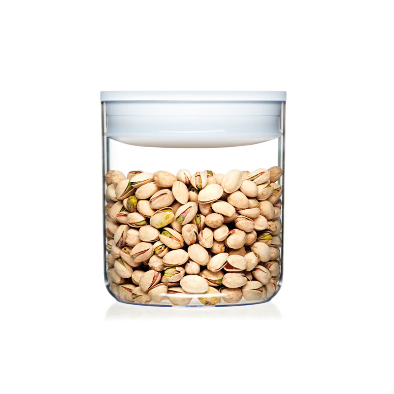 ClickClack 1.6 qt. Round Canister, White/Clear