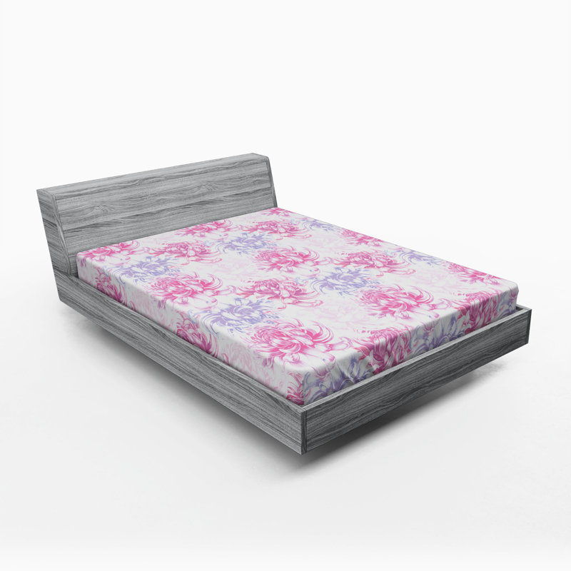 Microfiber Floral Fitted Sheet, Queen Fitted Sheet