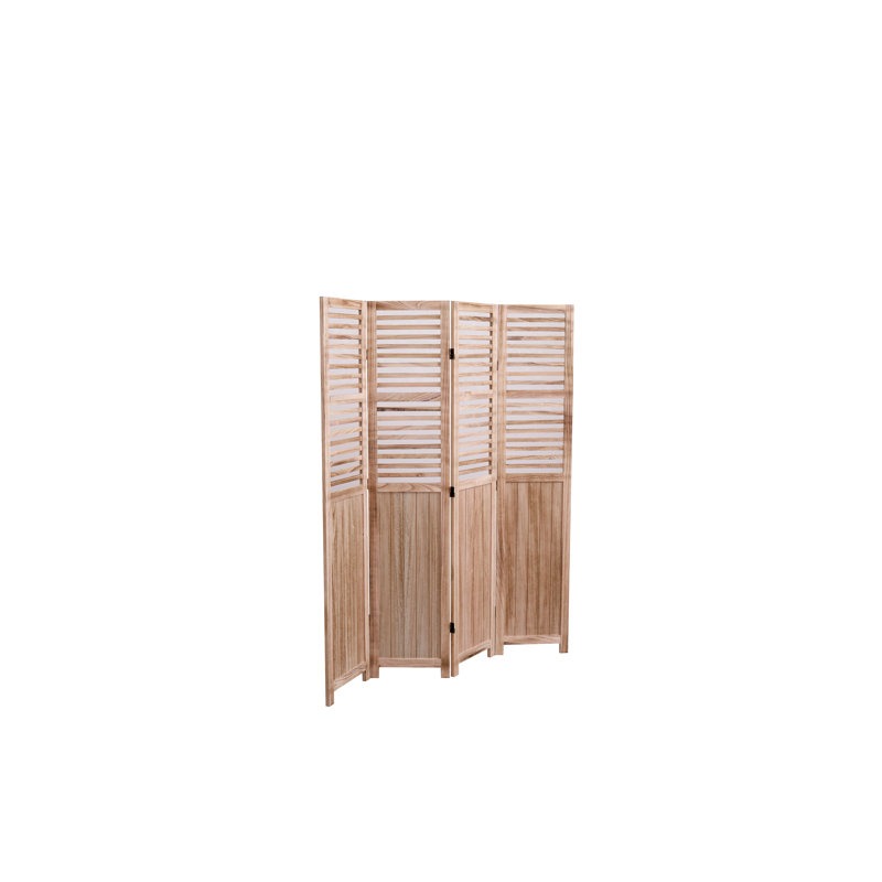 Natural Solid Wood Folding Room Divider - 4 Panel, 55.2'' W X 65'' H Screen, Portable Partition | Gift Idea, 4