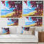 «Pink Trees On The Beachsummer», reproduction d'art nautique et côtier sur toile-704047762-704047773