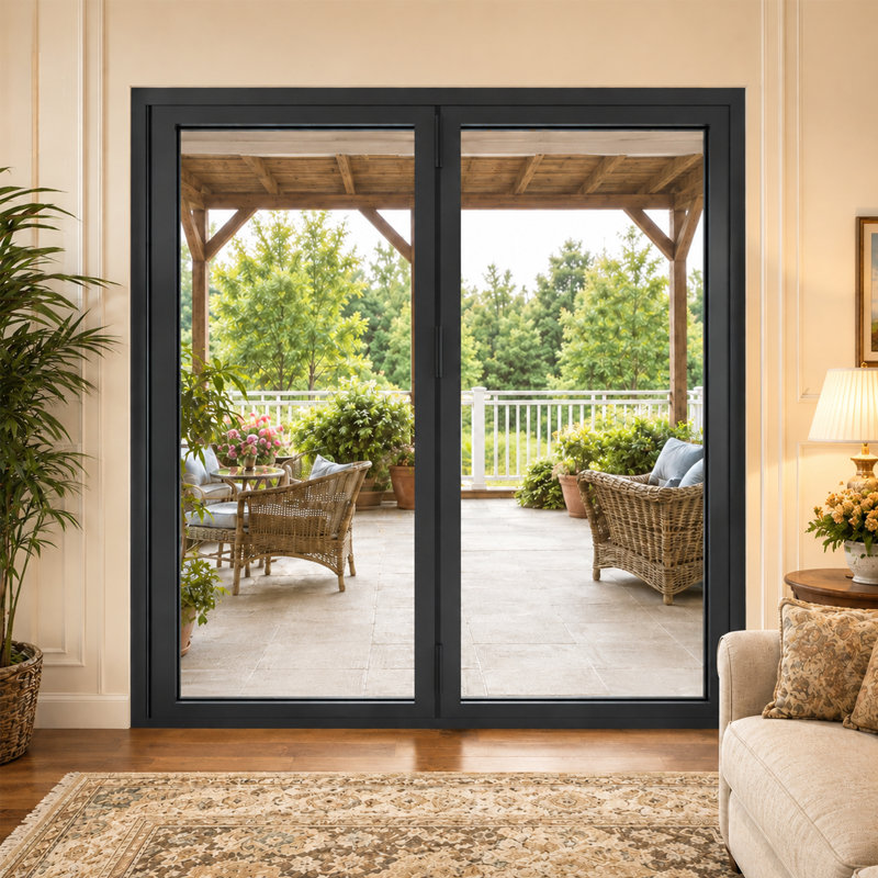 Porte de patio pliante en aluminium noire pliante à gauche 72 po x H 80 po (2 + 0), Gauche, L 72 po x H 80 po