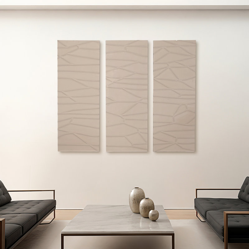 Sagebrook Home Set of 3 24X63 Chinati Dimensional Plaster Art.