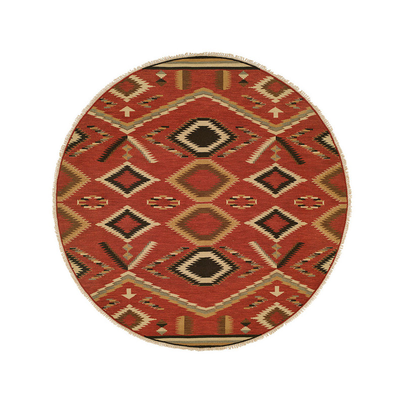 Wool Southwestern Area Rug in Red, Runner 2'6" x 8'