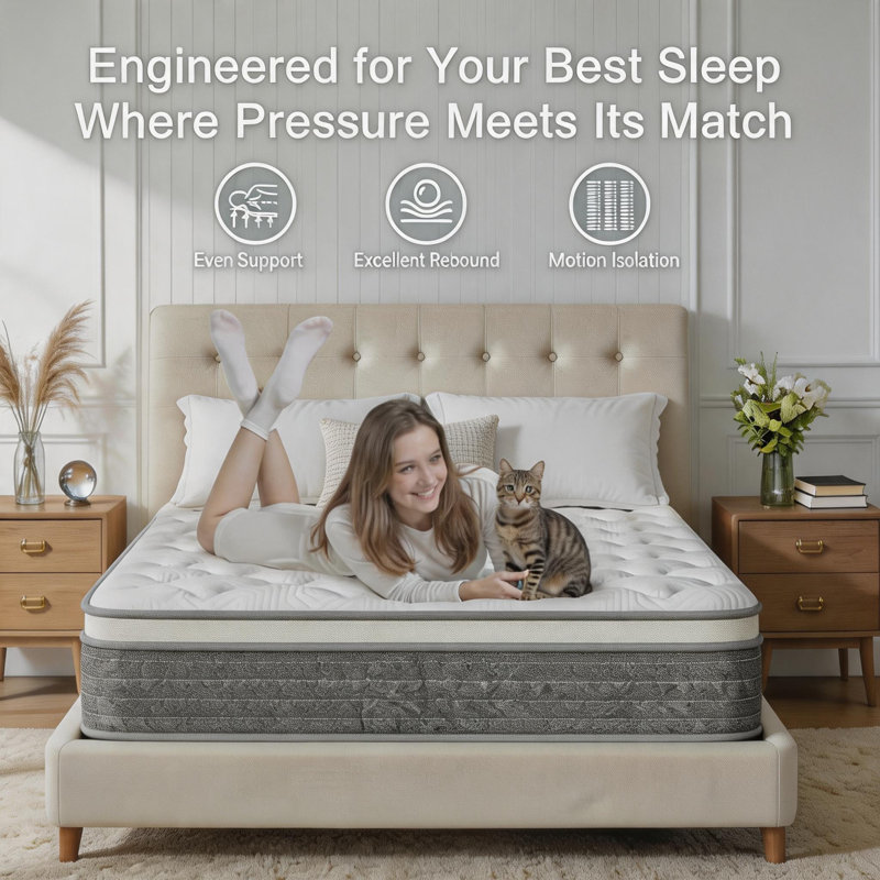 12" Medium Firm Cooling Hybrid Mattress in a Box with Gel Memory Foam & Pocket Springs, Pressure Relief, Motion Isolation, Edge Support, CertiPUR-US