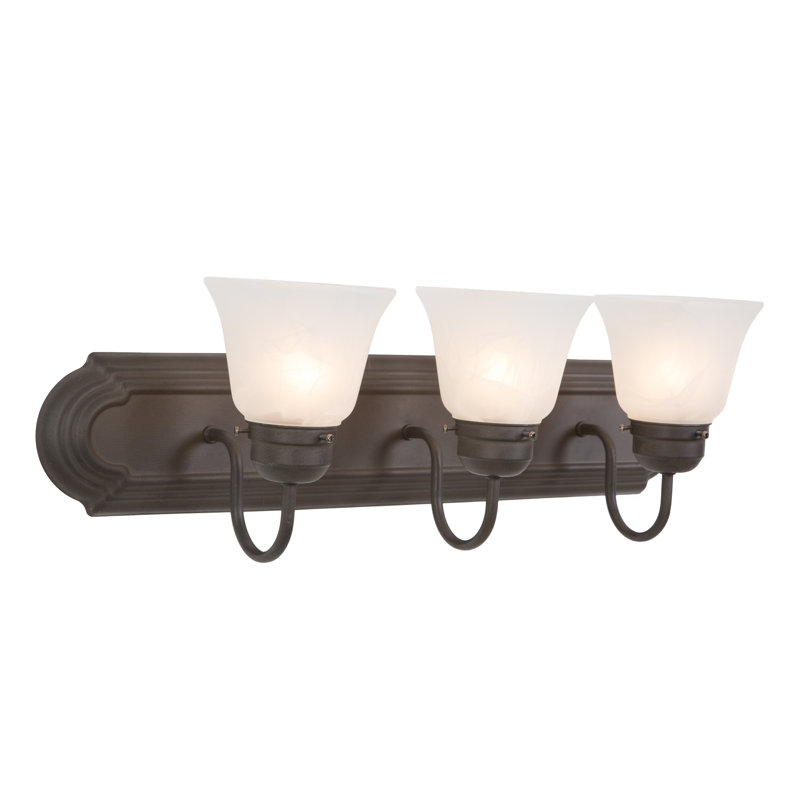 Hague 3 - Light Vanity Light, Dark Brown with Alabaster Shade