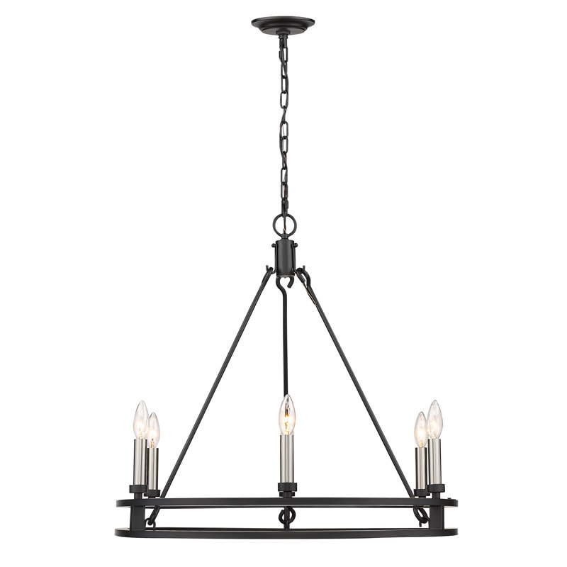 Henricks 6 - Light Dimmable Wagon Wheel Chandelier