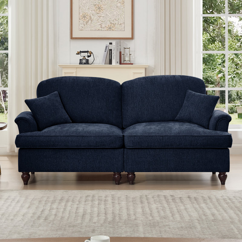 Élégant canapé deux places surdimensionné Mid-Century, Bleu