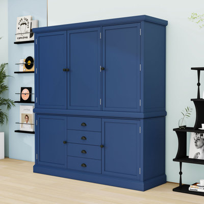 73” Freestanding Kitchen Pantry Cabinet with 4 Drawers, 8 Adjustable Shelves and 5 Doors