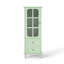Buffet minimaliste avec portes en verre et double tiroir, armoire de rangement moderne en bois pour le salon, le couloir d'entrée de la salle à manger (vert menthe)