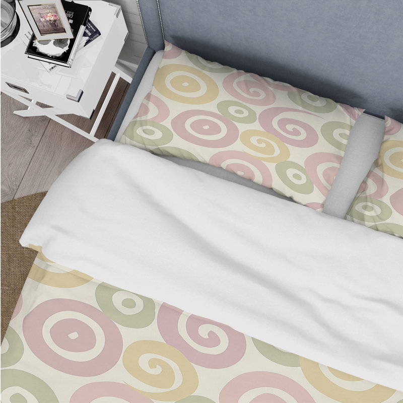 Ensemble de housse de couette jaune et rose Boho Spirals I - Boho, King Duvet Cover + 2 King Shams