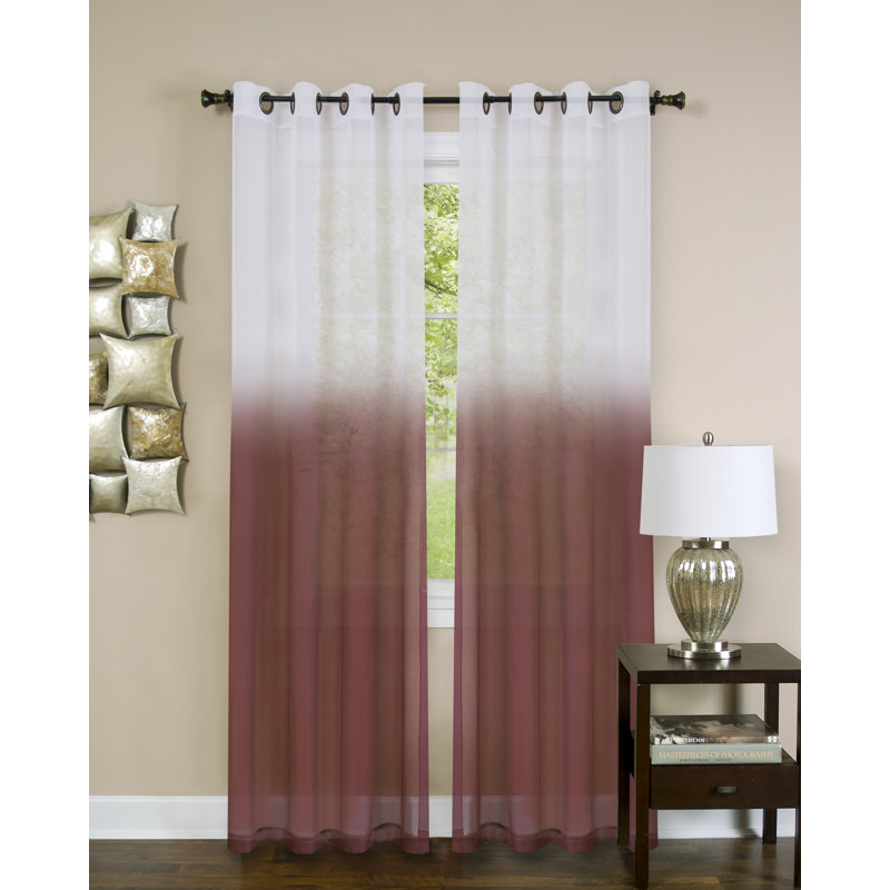 Shep Semi Sheer Curtain Single Panel, 52" W x 63" L, Burgundy