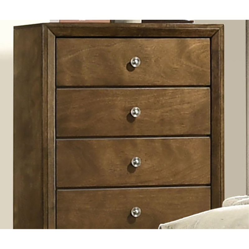 Meuble de chambre style transitionnel 1 pièce commode 5 tiroirs queue d'aronde en métal