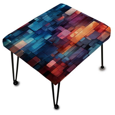 Cubes Matrix mauves et bleus - Repose-pieds rectangulaire géométrique