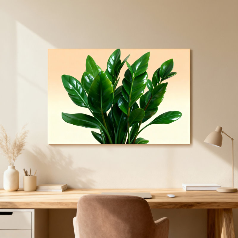 «Plants & Flowers Green Leaves Plant», reproduction d'art, H 12 po x l 18 po, Grain de bois clair