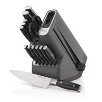   Basics 18-Piece Premium Kitchen High-Carbon Stainless  Steel Blades with Pine Wood Knife Block Set, Black: Home & Kitchen